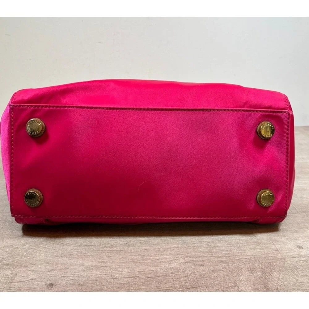 MICHAEL KORS Nylon Tote Bag Hot Pink Shoulder‎ Tote Zip Top Gold Hardware
